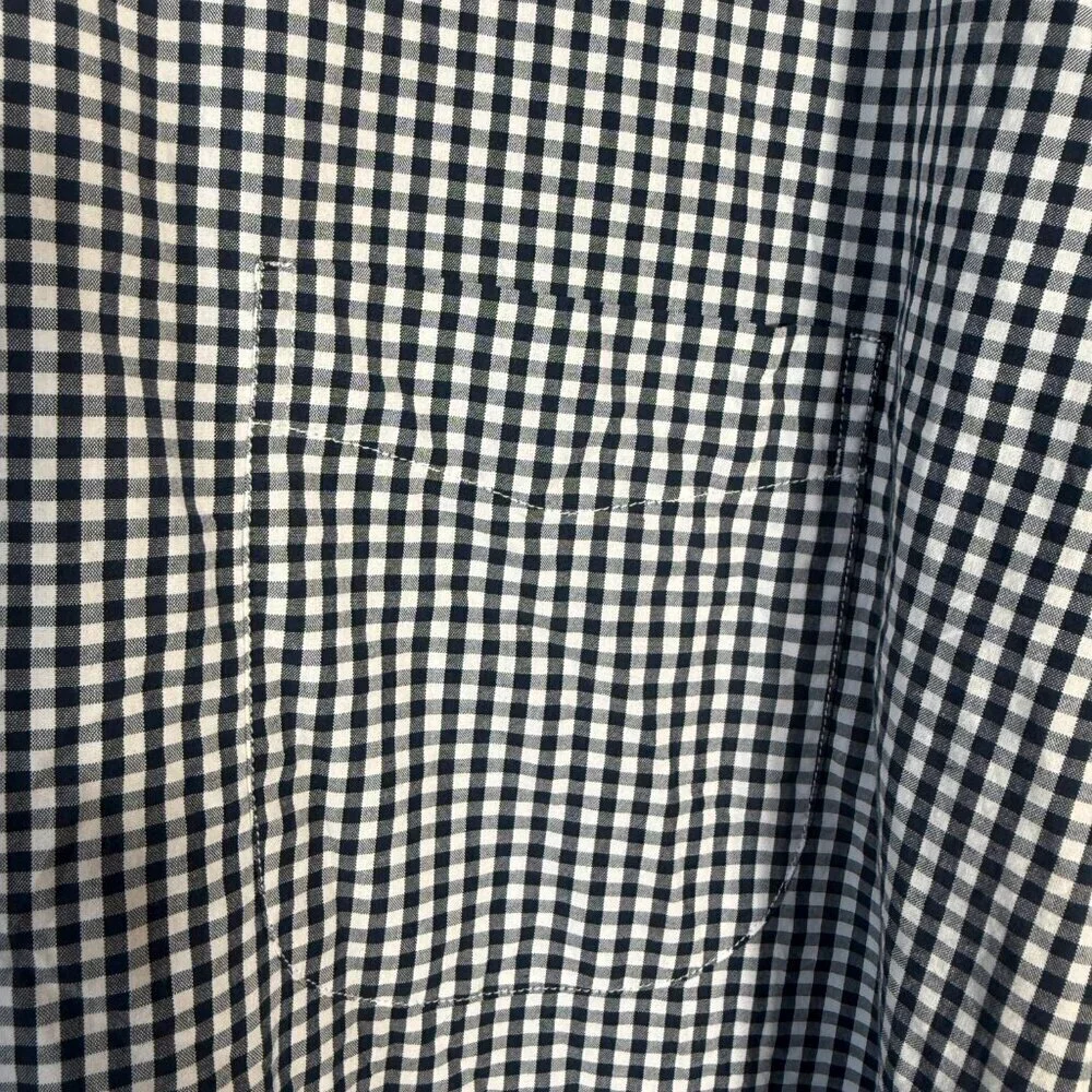 J.Crew Stretch Organic Cotton Gingham Button Down Shirt Men's 3XL Navy White